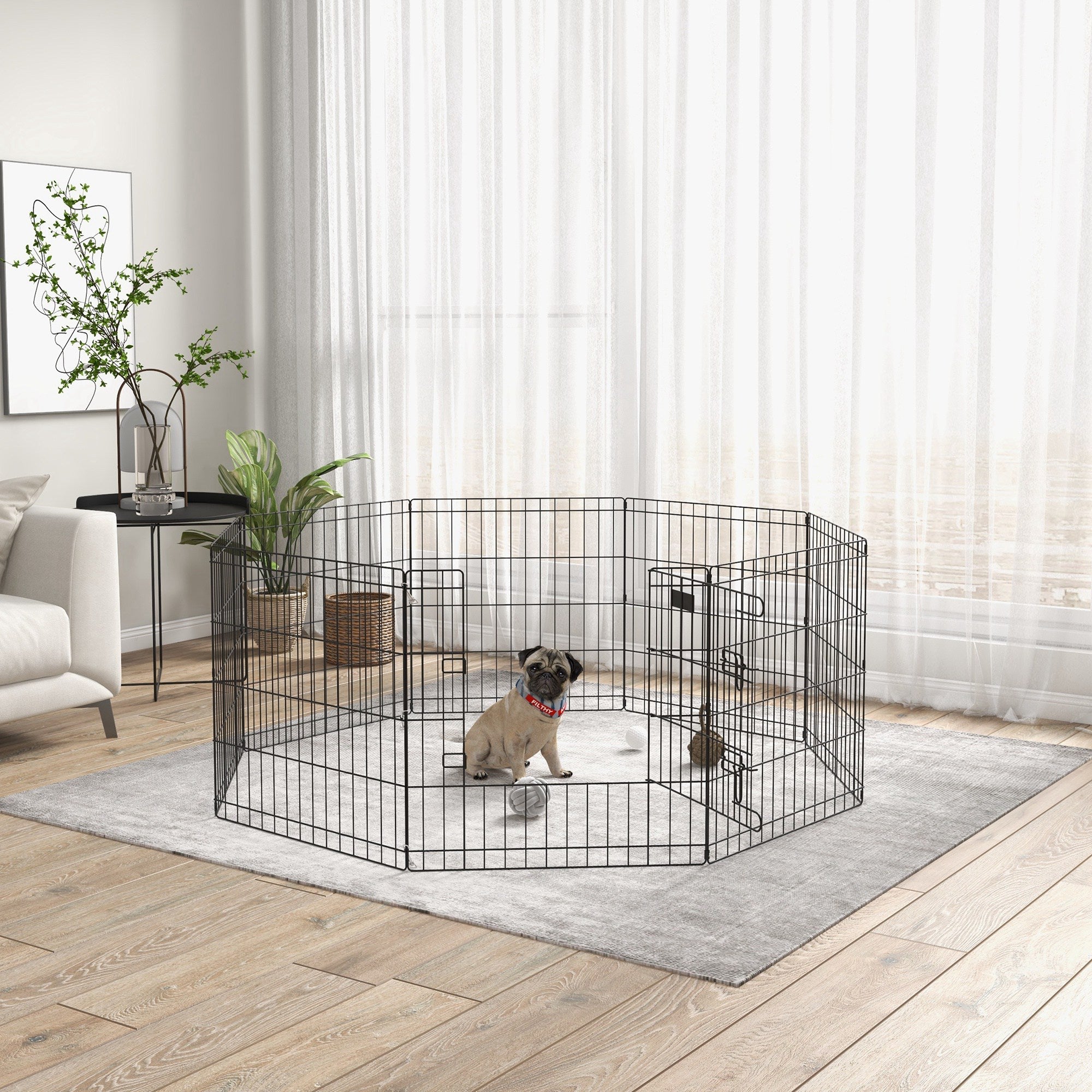 24inch Foldable Metal Exercise Pet Playpen Yard Dog Puppy Kennel Cage 8 Panel - view 7
