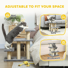 Cat Stairs with 2 Sisal Scratching Post for High Bed Couch, Adjustable 3-Tier - view 4