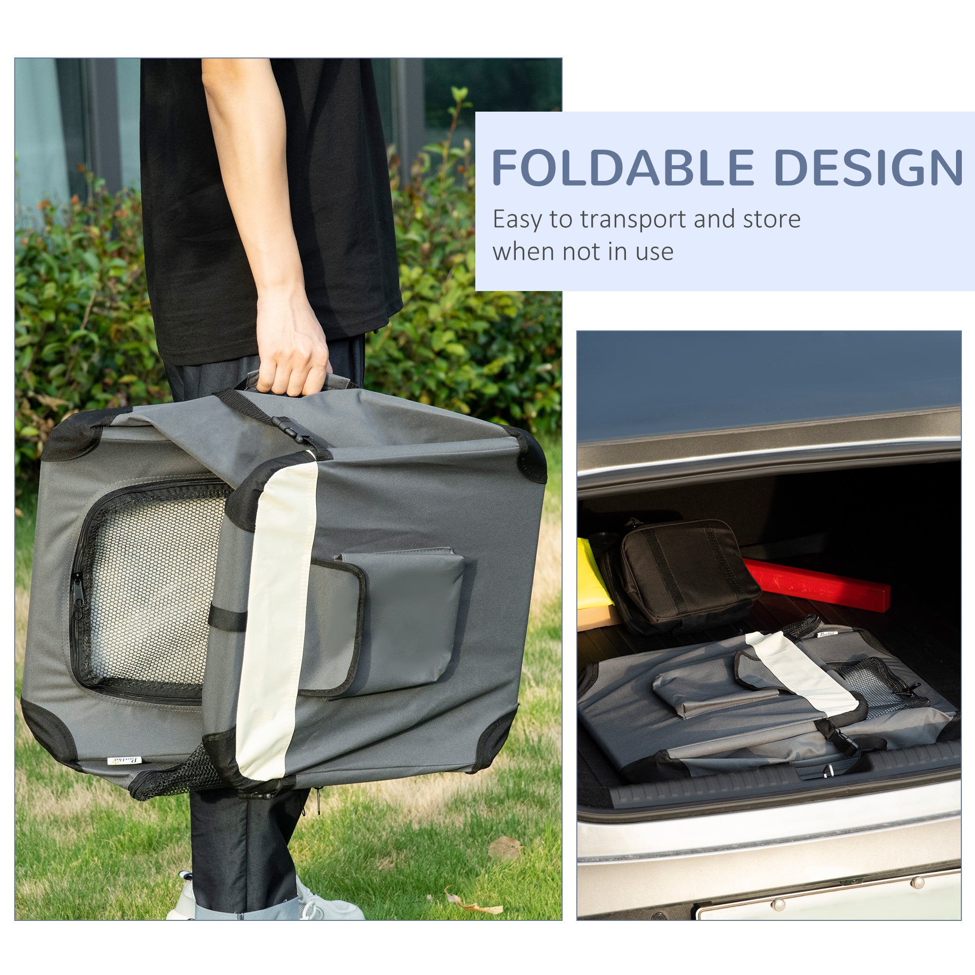 24" Foldable Pet Carrier with Removable Mat, Breathable Mesh, Soft Side Pet - view 5