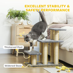 Cat Stairs with 2 Sisal Scratching Post for High Bed Couch, Adjustable 3-Tier - view 3