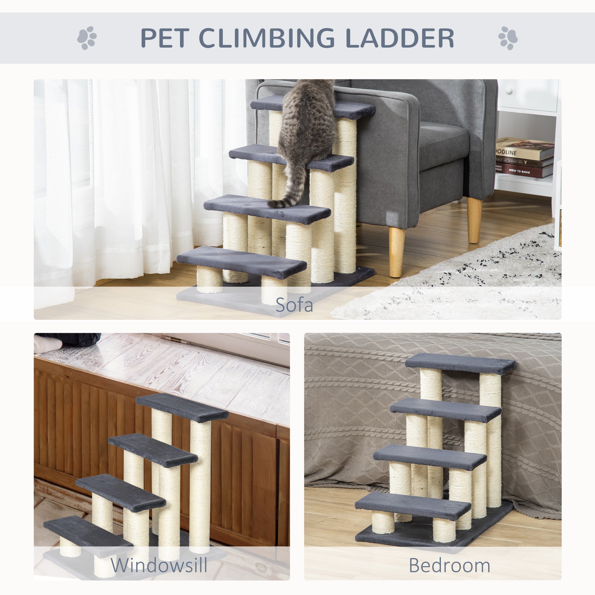 Cat Trees 4 Tier Pet Stairs Dog Cat 4 Steps Kitty Scatching Post Cat Scratch - view 5