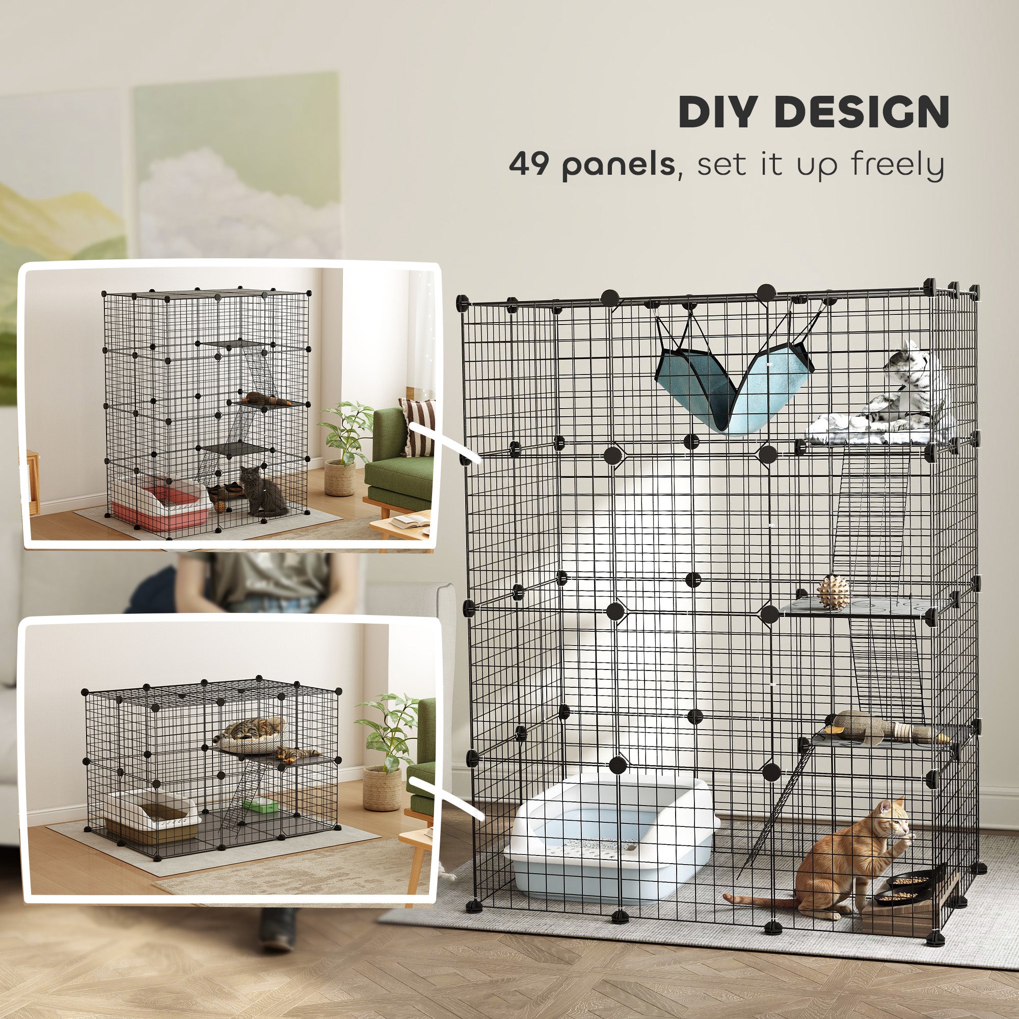 4-Tier DIY Large Cat Cage with Hammock, Platforms, Ramps, Accessories for 1-3 - view 4