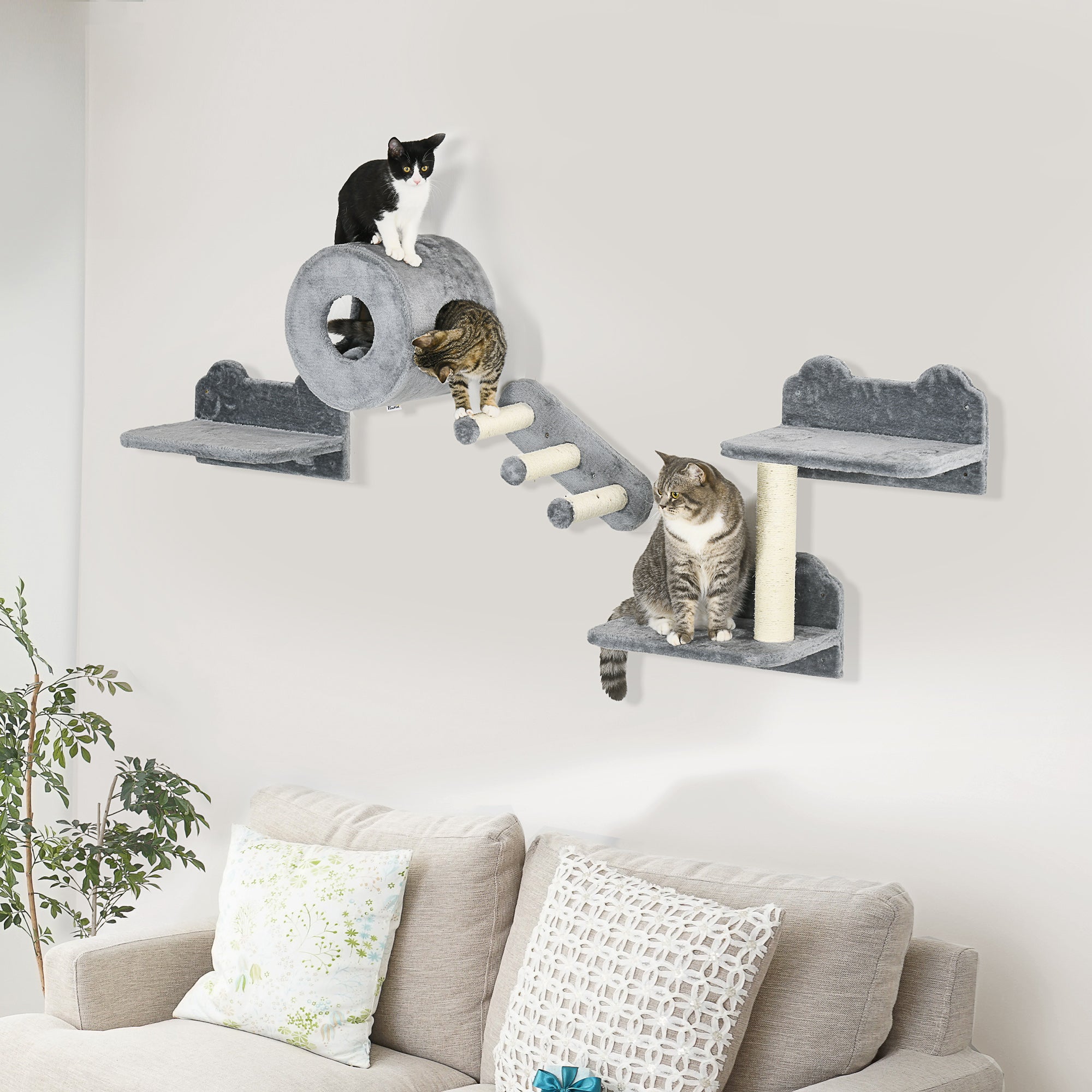 4 PCs 9.3" H Cat Wall Shelves, Pet Wall-mounted Climbing Shelf Set, Kitten - view 7
