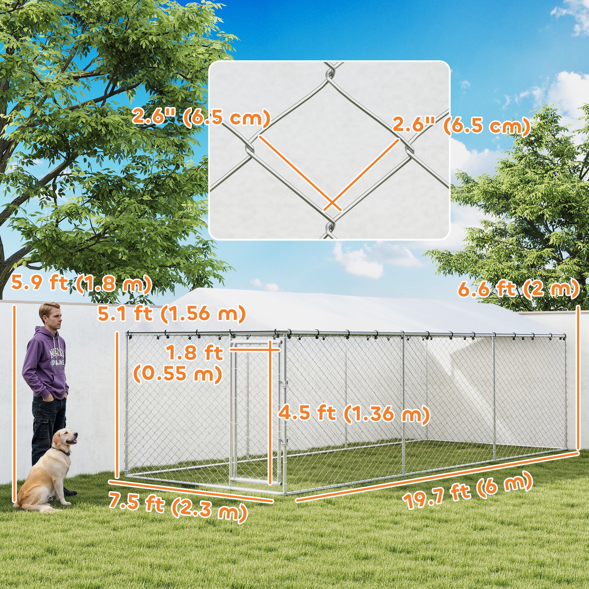 19.7' x 7.5' x 6.6' Dog Kennel Outdoor for Small Medium Large Dogs - view 2