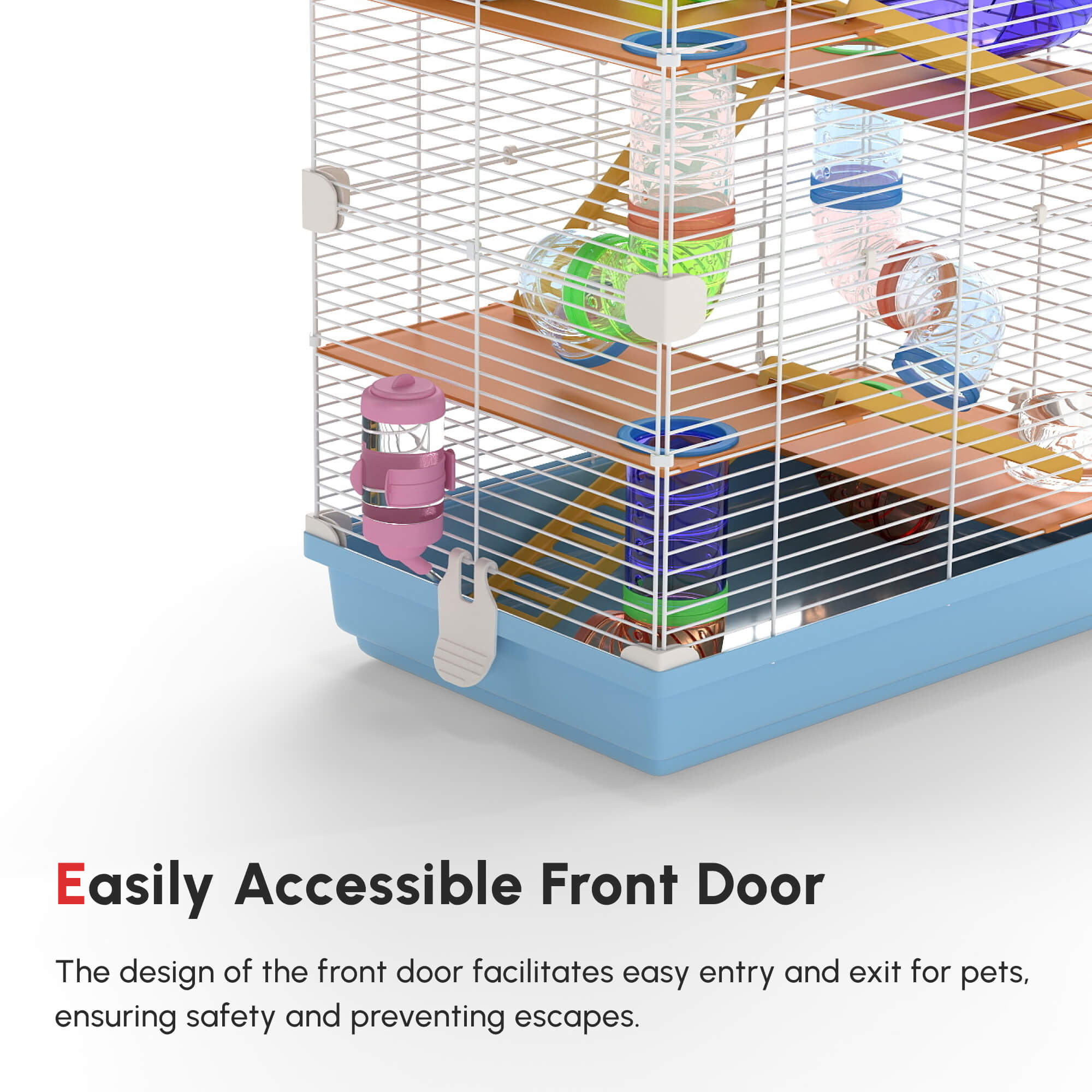 5 Tiers Hamster Cage Portable with Exercise Wheels Play Tube Water Bottle - view 3
