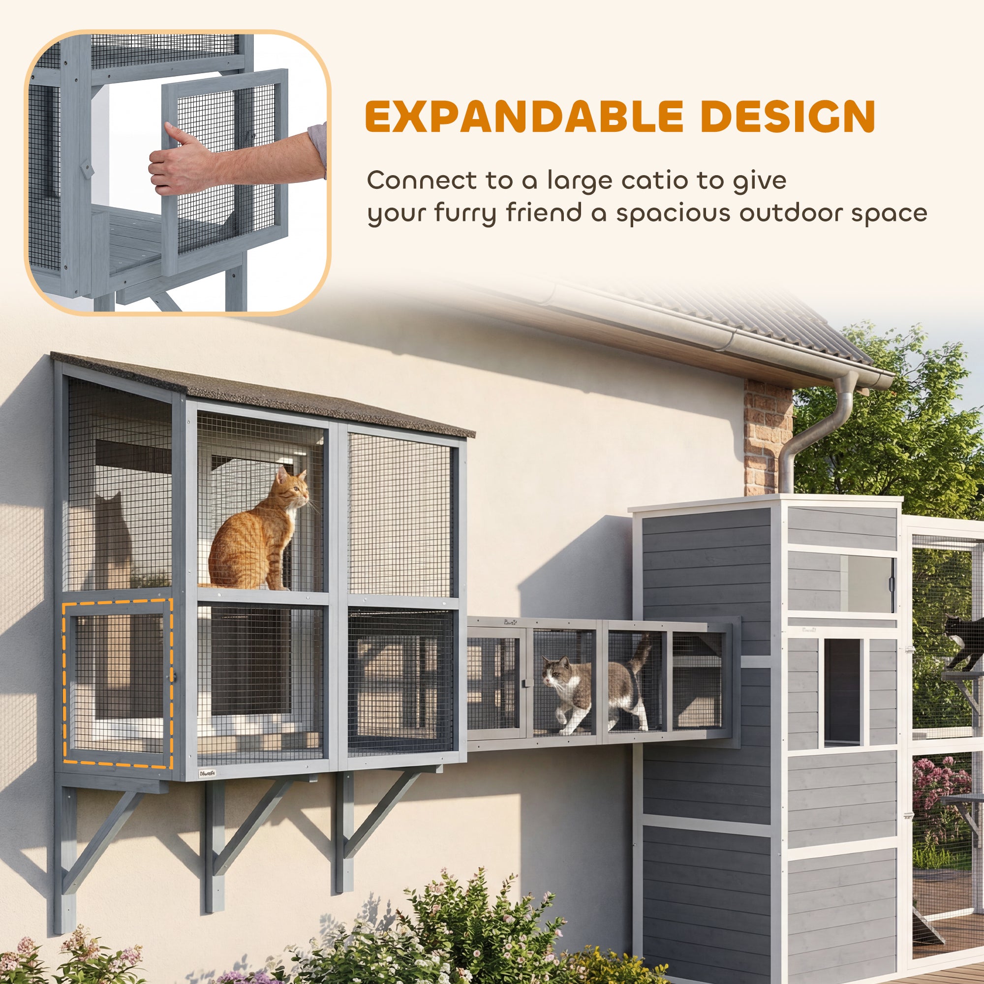 Catio Outdoor Cat Enclosure Wall-Mounted 2-Level Outdoor Cat House - view 6