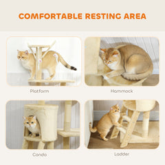 53" Cat Tree Tower, Kitten Activity Centre with Scratching Posts, Condo - view 4