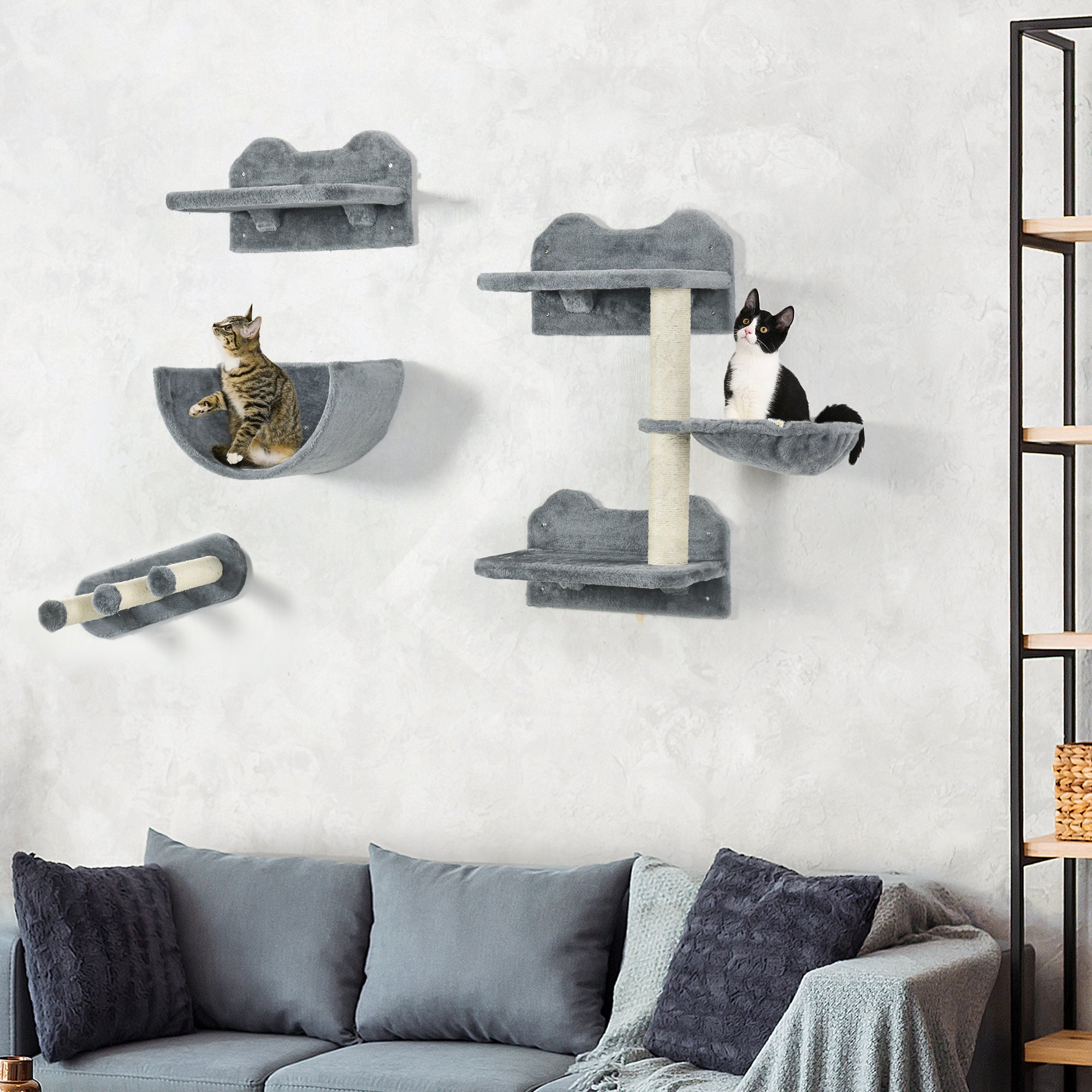 Cat Wall Shelves, 3PCs Cat Shelves with Hammock, Scratching Post, 3 Steps - view 7