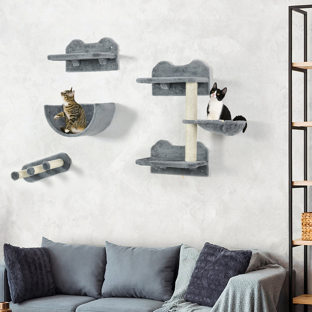 Cat Wall Shelves, 3PCs Cat Shelves with Hammock, Scratching Post, 3 Steps - view 7