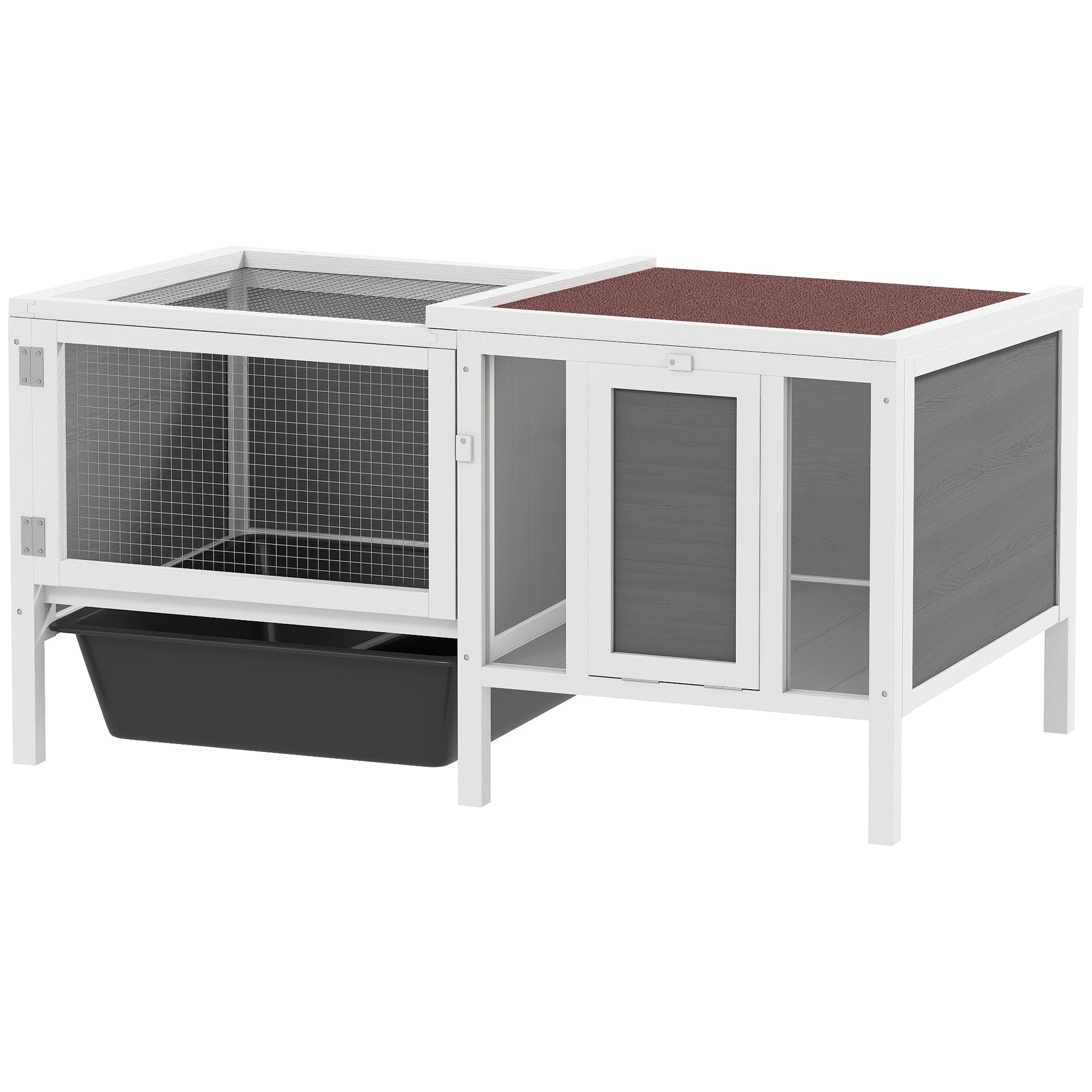 Rabbit Hutch, Wooden Guinea Pig Cage with Run, Openable Top, Pull Out Tray