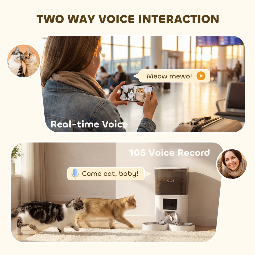 Automatic Cat Feeder for 2 Cats, 2.4G WiFi Pet Food Dispenser 6L APP Control - view 6