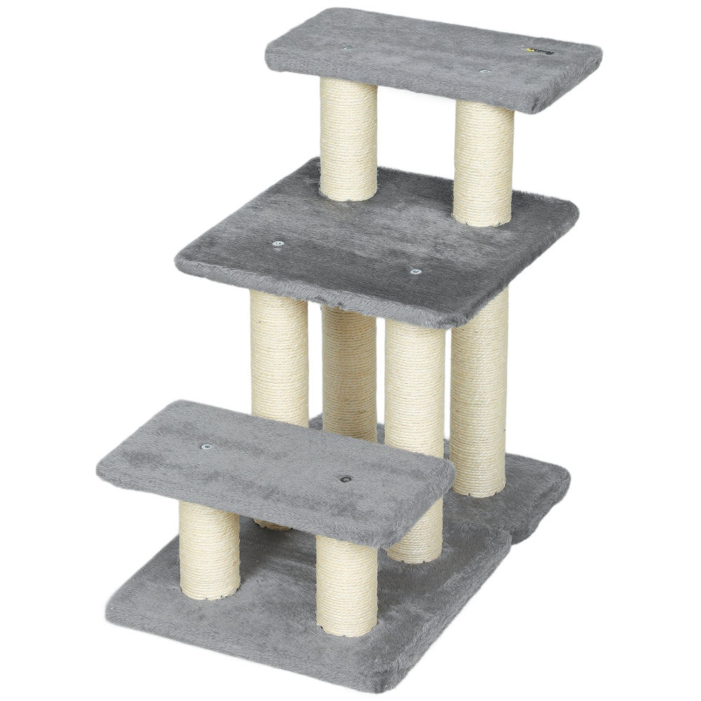 Cat Stairs with 2 Sisal Scratching Post for High Bed Couch, Adjustable 3-Tier