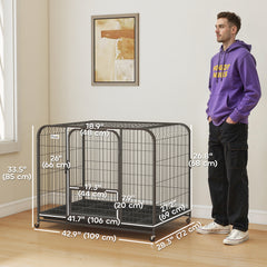 43 Inch Heavy Duty Dog Crate, Extra Large Metal Dog Cage with Lockable Wheels - view 2