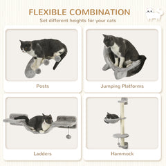 4Pcs Cat Wall Shelf with Scratching Post, Cat Wall Shelves for Relaxing - view 4