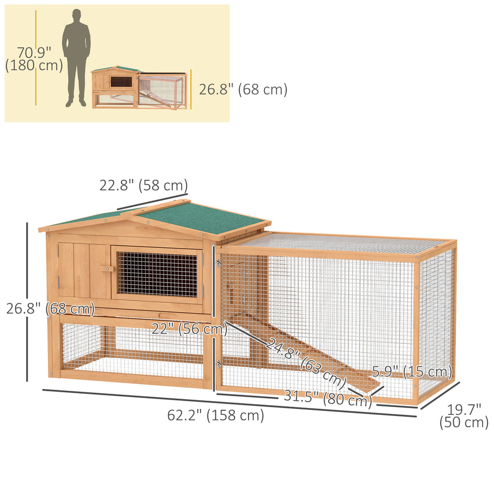 62'' L 2-Story Rabbit Hutch Bunny Cage Small Animal House with Pull Out Tray - view 2