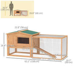 62'' L 2-Story Rabbit Hutch Bunny Cage Small Animal House with Pull Out Tray - view 2