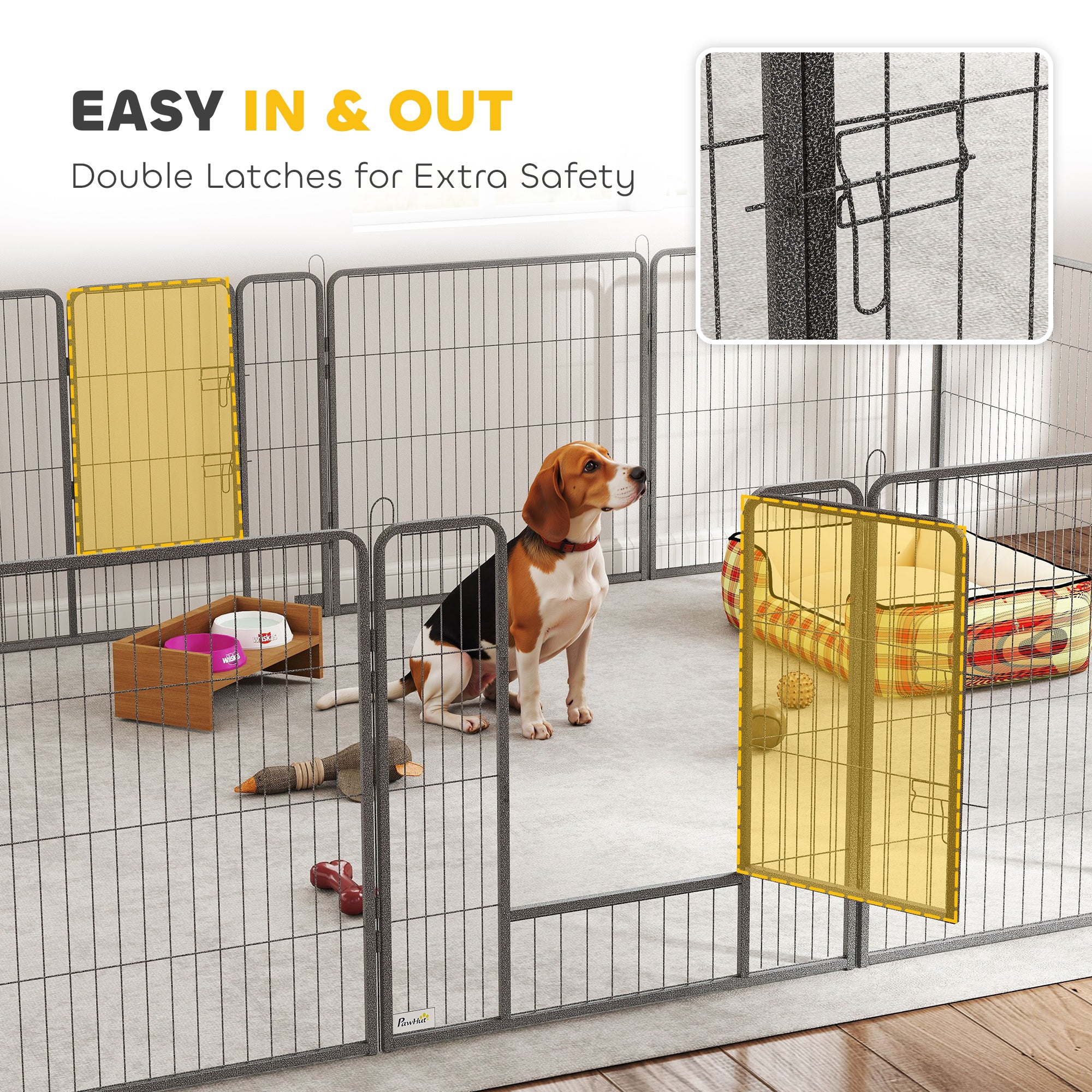 Heavy Duty Pet Playpen, 16 Panels Steel Dog Fence Puppy Exercise Pen with 2 - view 6